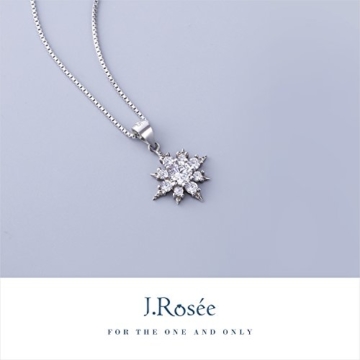 J.Rosée Kette Damen Halskette Silber Schmuck 925 Sterling Silber Zirkonia mit Schneeflocken Anhänger 
