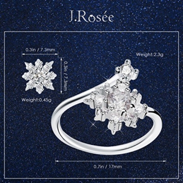 J.Rosée Ohrringe Damen Silber Ohrstecker und Ringe 925 Sterling Silber Zirkonia mit Schneeflocken 