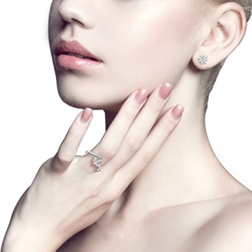 J.Rosée Ohrringe Damen Silber Ohrstecker und Ringe 925 Sterling Silber Zirkonia mit Schneeflocken 