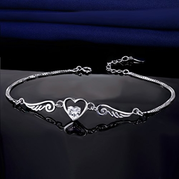 J.SHINE Schmuck Damen Armband Set Engelsflügel Herz Basic 925 Sterling Silber Zirkonia mit Etui - 