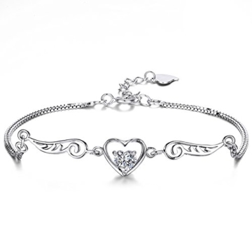 J.SHINE Schmuck Damen Armband Set Engelsflügel Herz Basic 925 Sterling Silber Zirkonia mit Etui -
