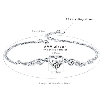 J.SHINE Schmuck Damen Armband Set Engelsflügel Herz Basic 925 Sterling Silber Zirkonia mit Etui - 