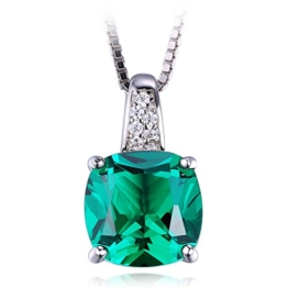 Jewelrypalace 3.42ct Grün Simulierte Prinzessin Schliff Nano Russisch Smaragd Anhänger Kette Halskette 925 Sterling Silber Damen -