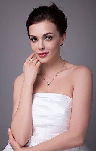 Jewelrypalace 3.42ct Grün Simulierte Prinzessin Schliff Nano Russisch Smaragd Anhänger Kette Halskette 925 Sterling Silber Damen - 