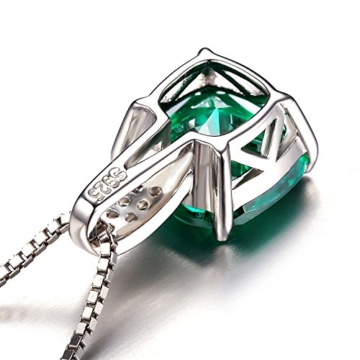Jewelrypalace 3.42ct Grün Simulierte Prinzessin Schliff Nano Russisch Smaragd Anhänger Kette Halskette 925 Sterling Silber Damen - 