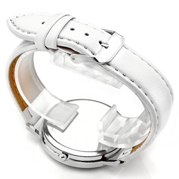 JSDDE Uhren,Vintage Damenmode ?Whatever, I'm late anyway? Graviert Illusion Damenuhr Quarzuhr Armbanduhr(Weiss) - 