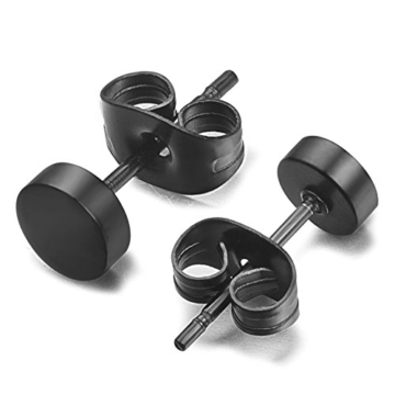 Jstyle 6 Paare Edelstahl mini Ohrstecker allergiefrei schwarze Ohrringe für Männer Frauen Durchmesser 3-8mm - 