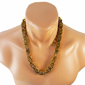 Luxus Königskette Gold Farbe BRUTAL MASSIV Panzerkette Edelstahl Hals Kette Punk Rock Tribal Hip Hop Funk Rocker Biker 61 cm x 10 mm x 10 mm kk11 - 