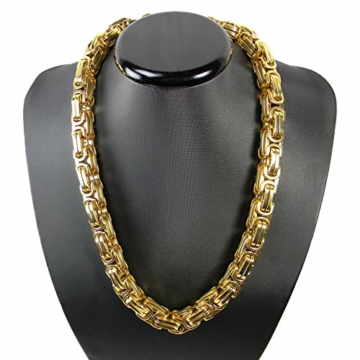 Luxus Königskette Gold Farbe BRUTAL MASSIV Panzerkette Edelstahl Hals Kette Punk Rock Tribal Hip Hop Funk Rocker Biker 61 cm x 10 mm x 10 mm kk11 -