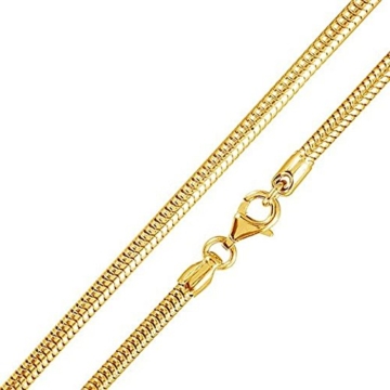 MATERIA 925 Silber Schlangenkette Gold - Damen Halskette 18K vergoldet 750er Gold Kette 1,2mm in 40 - 90 cm #K22-G, Länge Halskette:40 cm - 
