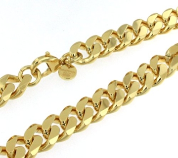 Panzerkette 750er Gold Doublé 13mm breit Länge wählbar, Halskette Goldkette Herren-Kette Damen Geschenk Schmuck ab Fabrik Italien tendenze - 