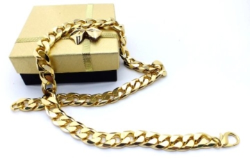 Panzerkette 750er Gold Doublé 13mm breit Länge wählbar, Halskette Goldkette Herren-Kette Damen Geschenk Schmuck ab Fabrik Italien tendenze - 