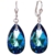 Schöner-SD, Ohrringe 925 Silber Rhodium mit Swarovski® Kristall Tropfen 22mm groß, Farbe Bermuda Blue, blau -