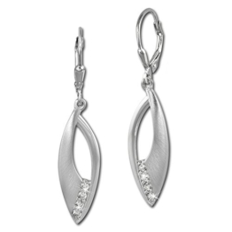 SilberDream Ohrringe Ohrhänger Blätter Zirkonia weiß aus 925er Sterling Silber Damen Ohrring SDO366M -
