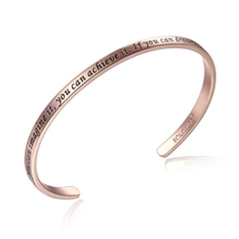 SOLOCUTE Rosegold Damen Armband mit Gravur "If You Can Imagine It, You Can Achieve It. If You Can Dream It, You Can Become It" Inspiration Frauen Armreif Schmuck -