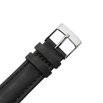 Uhrenarmband 18mm Leder schwarz mit Naht, Bombage - Lederarmband für Uhren - inkl. Federstege & Werkzeug - dezent bombiertes Uhren Ersatzband - Marburger Uhrenarmbänder seit 1945 - schwarz / silber - 