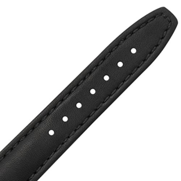 Uhrenarmband 18mm Leder schwarz mit Naht, Bombage - Lederarmband für Uhren - inkl. Federstege & Werkzeug - dezent bombiertes Uhren Ersatzband - Marburger Uhrenarmbänder seit 1945 - schwarz / silber - 