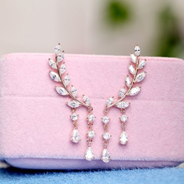 VEVI Damen Funkeln Rose Gold Blatt Form Roségold Ohr - manschette Ohrringe für Frauen Mädchen Party - 