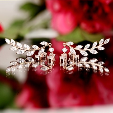 VEVI Damen Funkeln Rose Gold Blatt Form Roségold Ohr - manschette Ohrringe für Frauen Mädchen Party - 