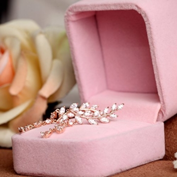 VEVI Damen Funkeln Rose Gold Blatt Form Roségold Ohr - manschette Ohrringe für Frauen Mädchen Party - 