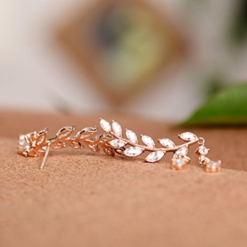 VEVI Damen Funkeln Rose Gold Blatt Form Roségold Ohr - manschette Ohrringe für Frauen Mädchen Party - 