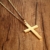 Vnox Herren Edelstahl Einfache Kreuz Kreuz Anhänger Halskette mit 60cm Kuban Kette Gold - 
