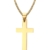 Vnox Herren Edelstahl Einfache Kreuz Kreuz Anhänger Halskette mit 60cm Kuban Kette Gold -
