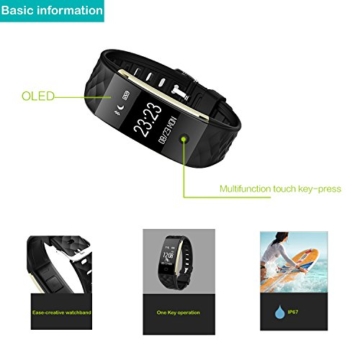 Willful SW328 Fitness Tracker mit Pulsmesser - Wasserdichte Fitness Armband Puls Armband Aktivitätstracker Schrittzähler Uhr mit Schlafmonitor Kalorienzähler Vibrationsalarm Anruf SMS Whatsapp Beachten mit iPhone Android Handy kompatibel - 