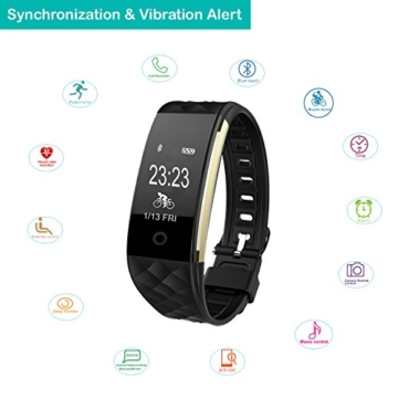 Willful SW328 Fitness Tracker mit Pulsmesser - Wasserdichte Fitness Armband Puls Armband Aktivitätstracker Schrittzähler Uhr mit Schlafmonitor Kalorienzähler Vibrationsalarm Anruf SMS Whatsapp Beachten mit iPhone Android Handy kompatibel - 