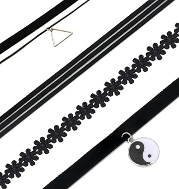 Yidarton 10 Stück Choker Halsketten Set Velvet Halskette Tattoo Halsband, Schwarz - 