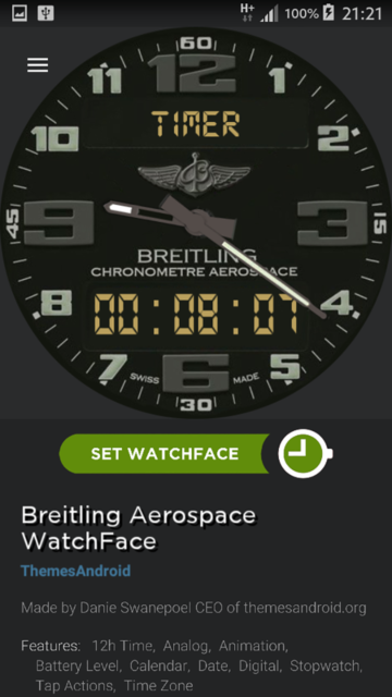 Breitling Aerospace World Timer Watch Face Android wear wmwatch - 4