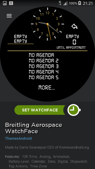 Breitling Aerospace World Timer Watch Face Android wear wmwatch - 5