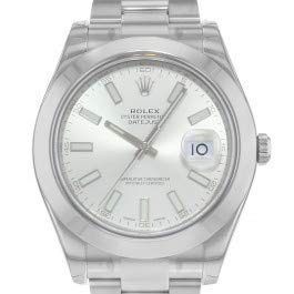 Rolex Edelstahl Automatisch Datejust Silber Herren Uhr Stahl Zifferblatt II - 1
