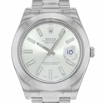 Rolex Edelstahl Automatisch Datejust Silber Herren Uhr Stahl Zifferblatt II - 2